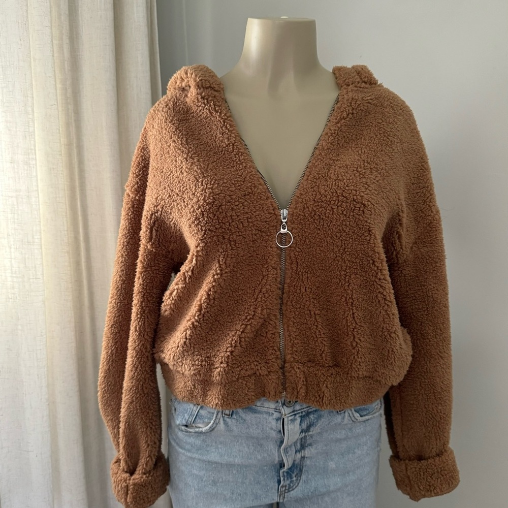 STREETWEAR SOCIETY sherpa teddy zip up hoodie